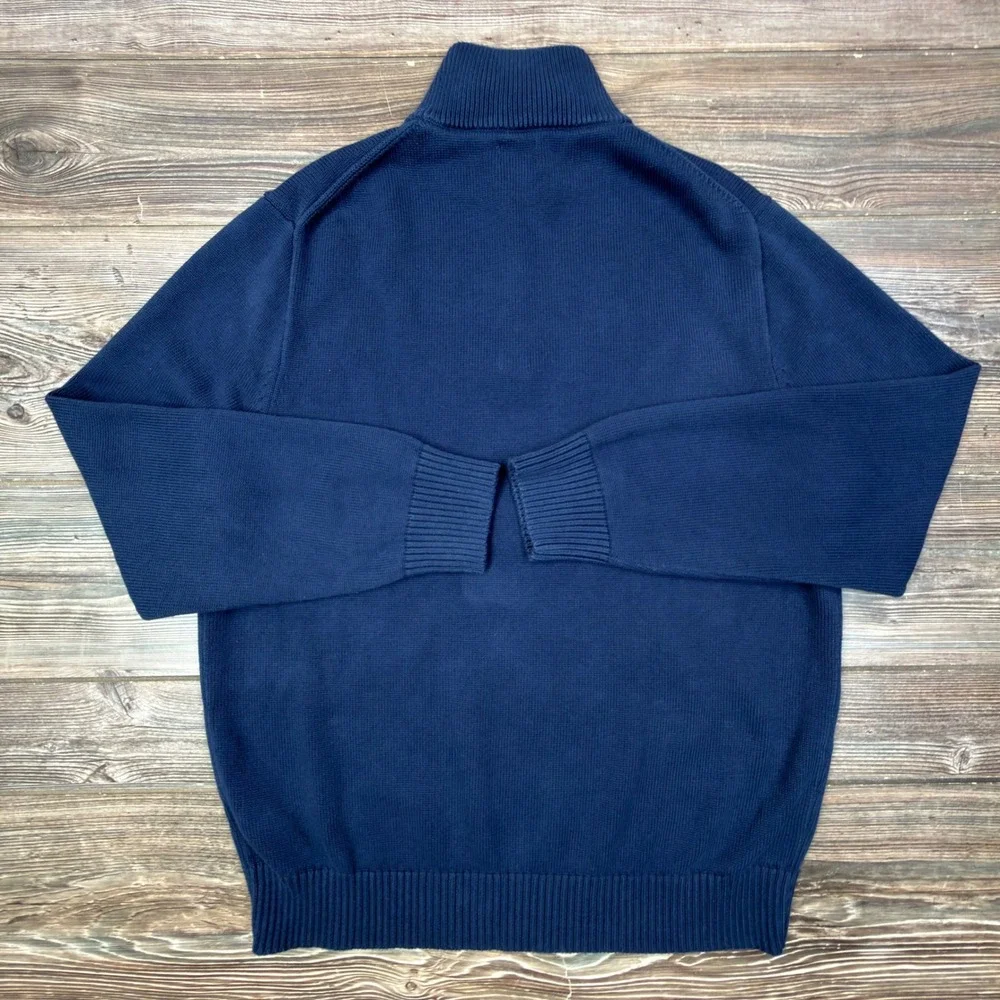 J. Crew Mens Size XL Sweater Navy Blue Cotton Quarter Zip BT793 NWOT